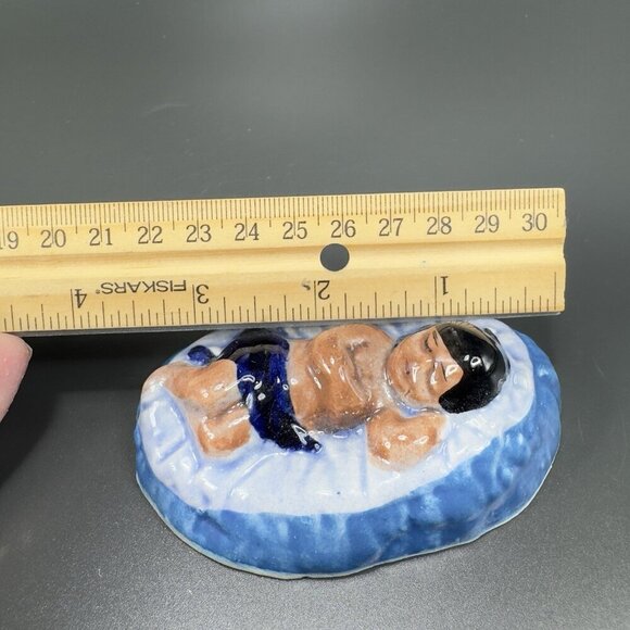 Vintage Mexican Pottery Hand Painted Blue Tonala Nativity Figurine Baby Jesus - Picture 2 of 7